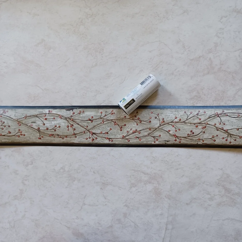 Wallpaper Border Country Winterberry Branches Grey